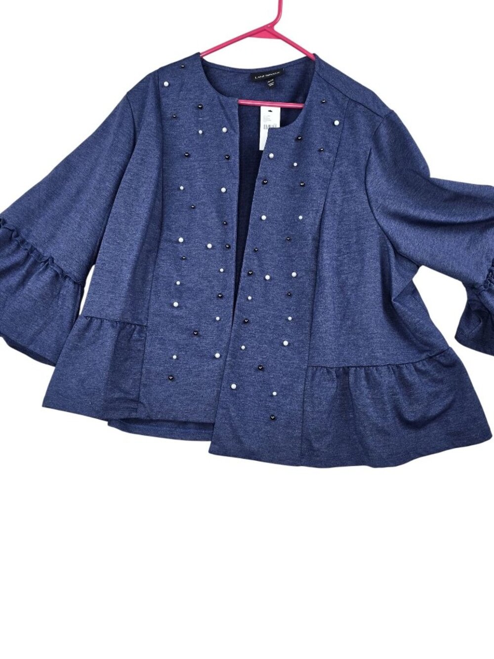 Lane Bryant Womens Open Cardigan Navy Blue Size 26/28 Polyester-Cotton